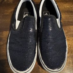 Vans black sequin slip-on shoes