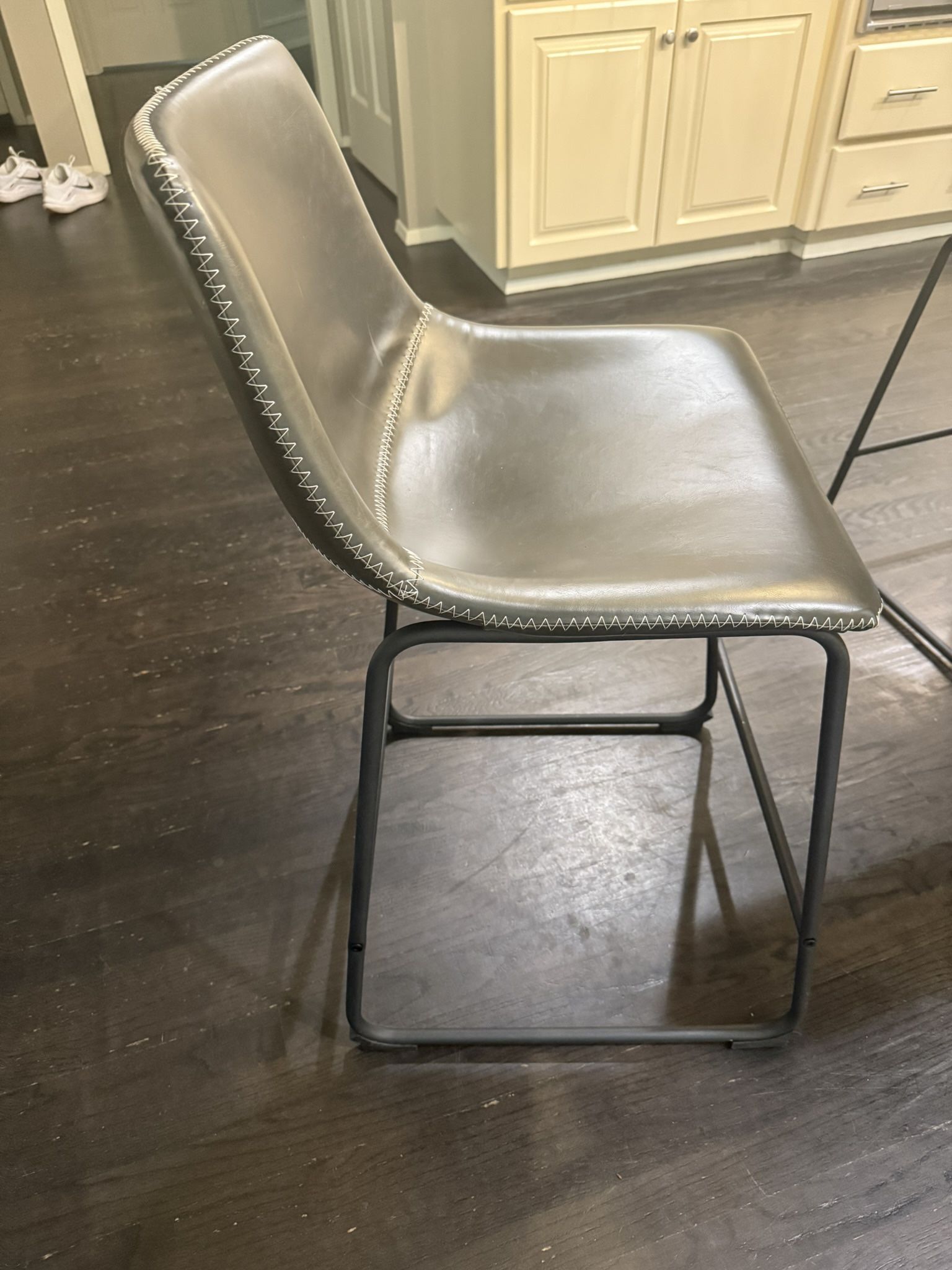 Grey Faux Leather Counter Stools