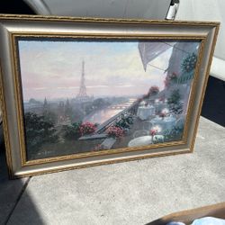 Christa Kieffer Dinner On Terrace Paris France Eiffel Tower Grande Tapestry Wall Art 24x36