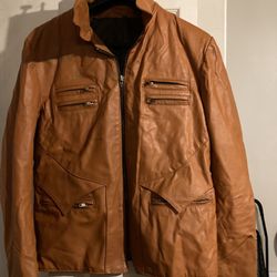 Vintage Nutmeg Colored Leather Jacket Size Medium