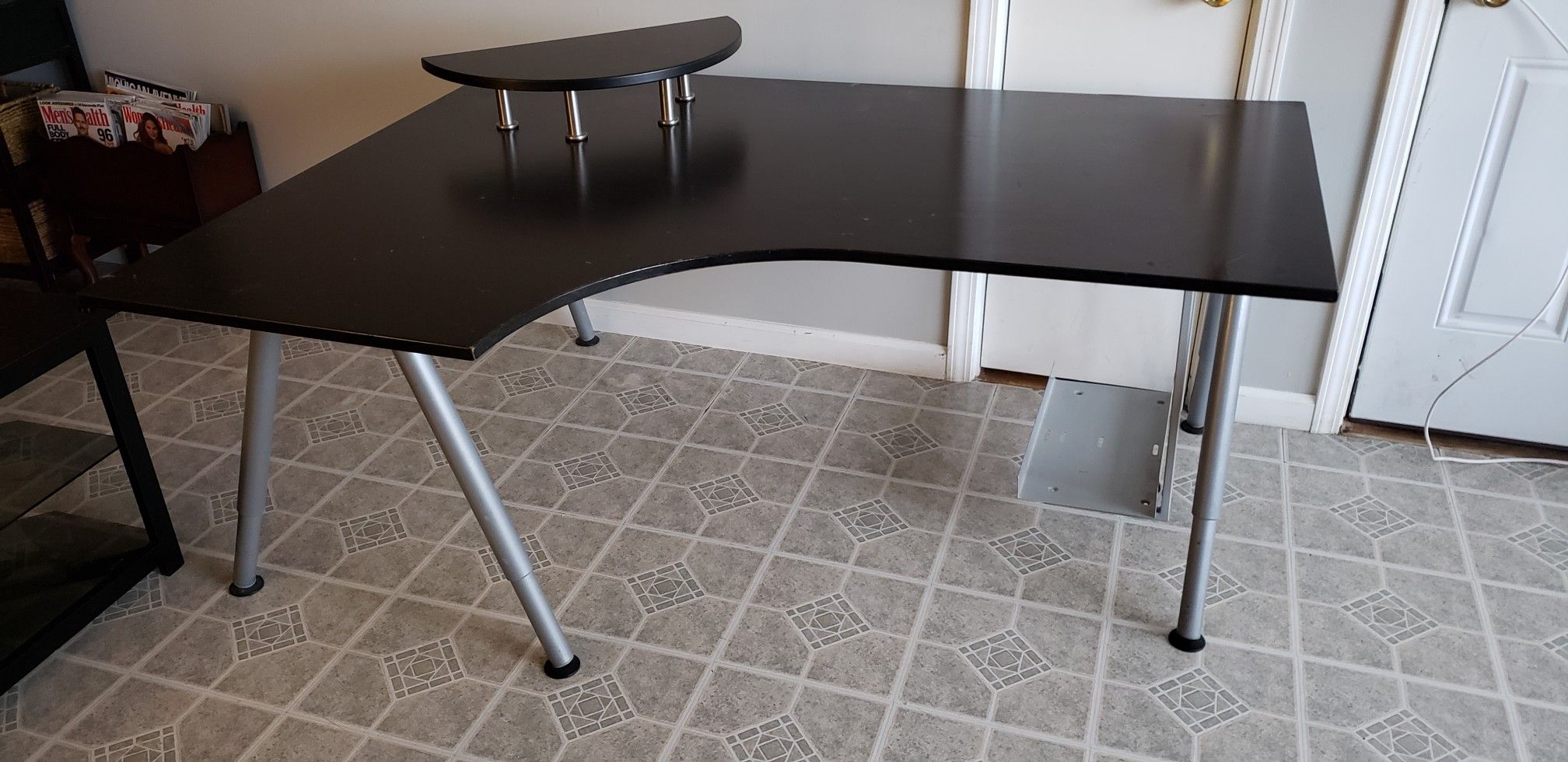 FREE IKEA Galant Large Corner Desk w/ removable PC Tower shelf and movable monitor shelf 63" x47" adjustable height