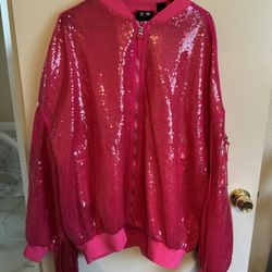 IVY PARK SEQUIN - Bomber Jacket - shock pink