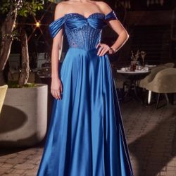Blue Prom Dress / Wedding Guest Dress