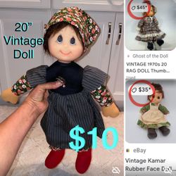 $10 Vintage 20” Doll rubber Face in great condition
