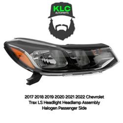 2017 2018 2019 2020 2021 2022 Chevrolet Trax LS Headlight Headlamp Assembly Halogen Passenger Side