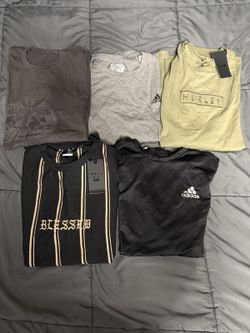 Bundle Of Men's Tees Size LARGE Adidas Hurley Blessed - Quality Shirts