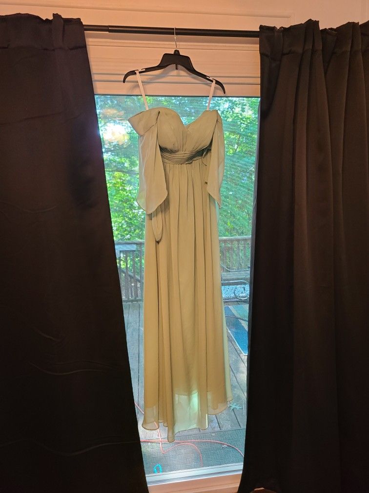 V-Neck Flutter Sleeve Bridesmaid Dress with Pockets