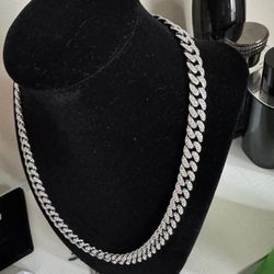 White Gold Filled Cuban With CZ Diamonds