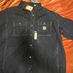Carhartt Men's Relaxed Fit Denim Lined Snap Shirt Jacket