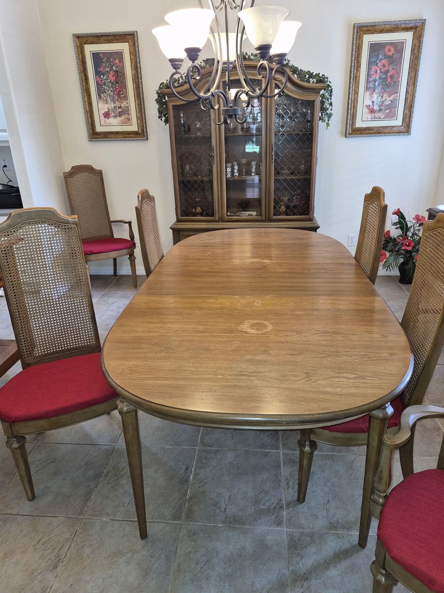 Dining room table and hutch