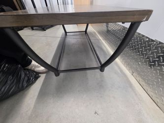 Industrial Coffee Table - Black Wood & Metal