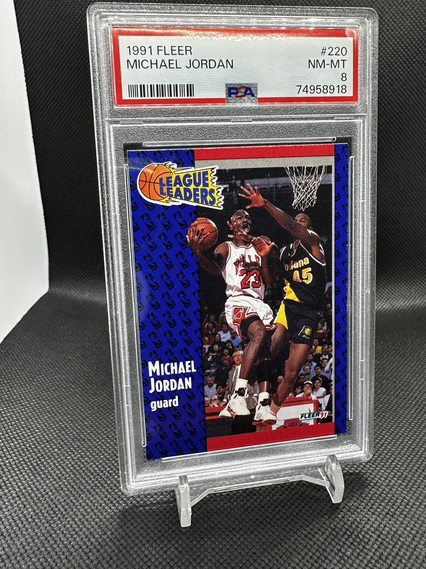 🔥 1991 FLEER MICHAEL JORDAN #220 LEAGUE LEADERS CHICAGO BULLS MINT PSA 8 🔥
