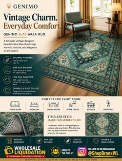 Genimo 8x10 Teal Vintage Area Rug