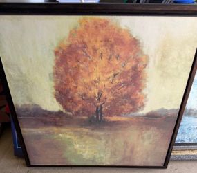 Framed Autumn Tree of life Canvas Wall Art