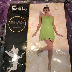 Disney Peter Pan Tinkerbell Adult Costume Size Large 10-12-NEW