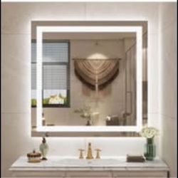 NEW. 30 x 30 Lighted LED square Bathroom Mirror