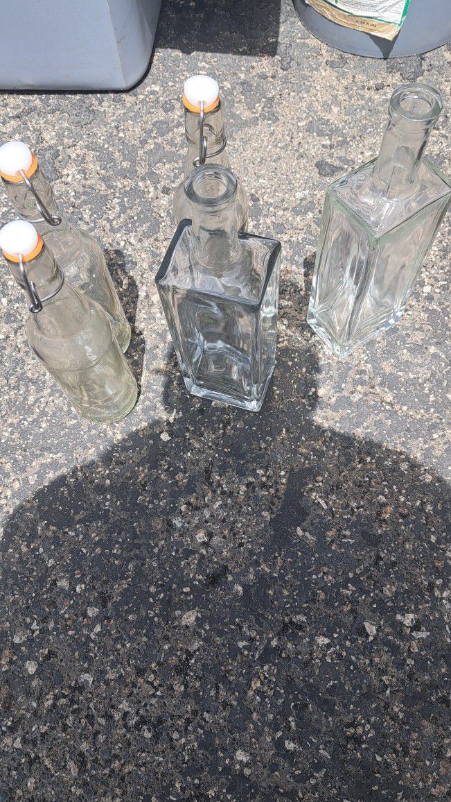 5 Assorted Glass Decorative Bottles