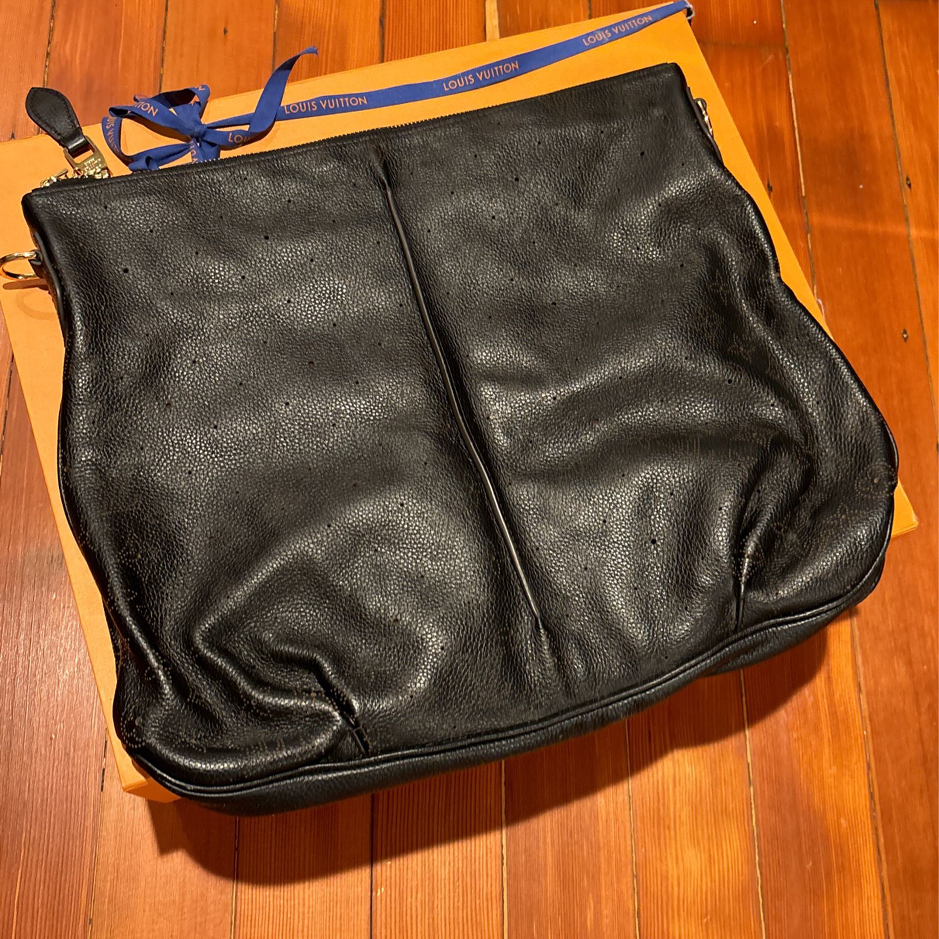 LV Louis Vuitton Bag Mahina Selene Purse Genuine Leather LV Monogram Edged Throughout 