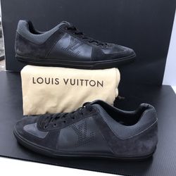 LOUIS VUITTON DREAM ON Mens Black LV Monogram Suede And Leather Sneakers Size 12 **Like New**