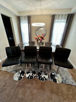 Modern Brand Black Adjustable Swivel Bar Stools (In Box) – $59 Each