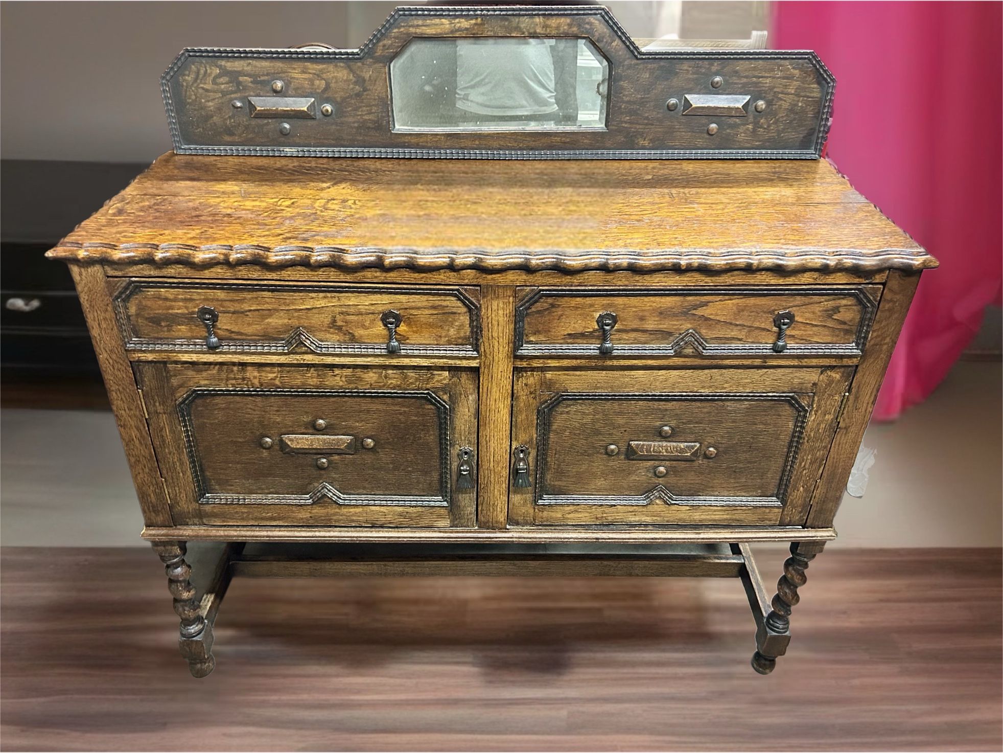 Antique Victorian Oak Sideboard / English 19th Century