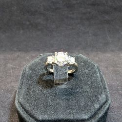 1.34 Carat Weight 14K White Gold Lab Created Diamond Ring Size 4 3/4