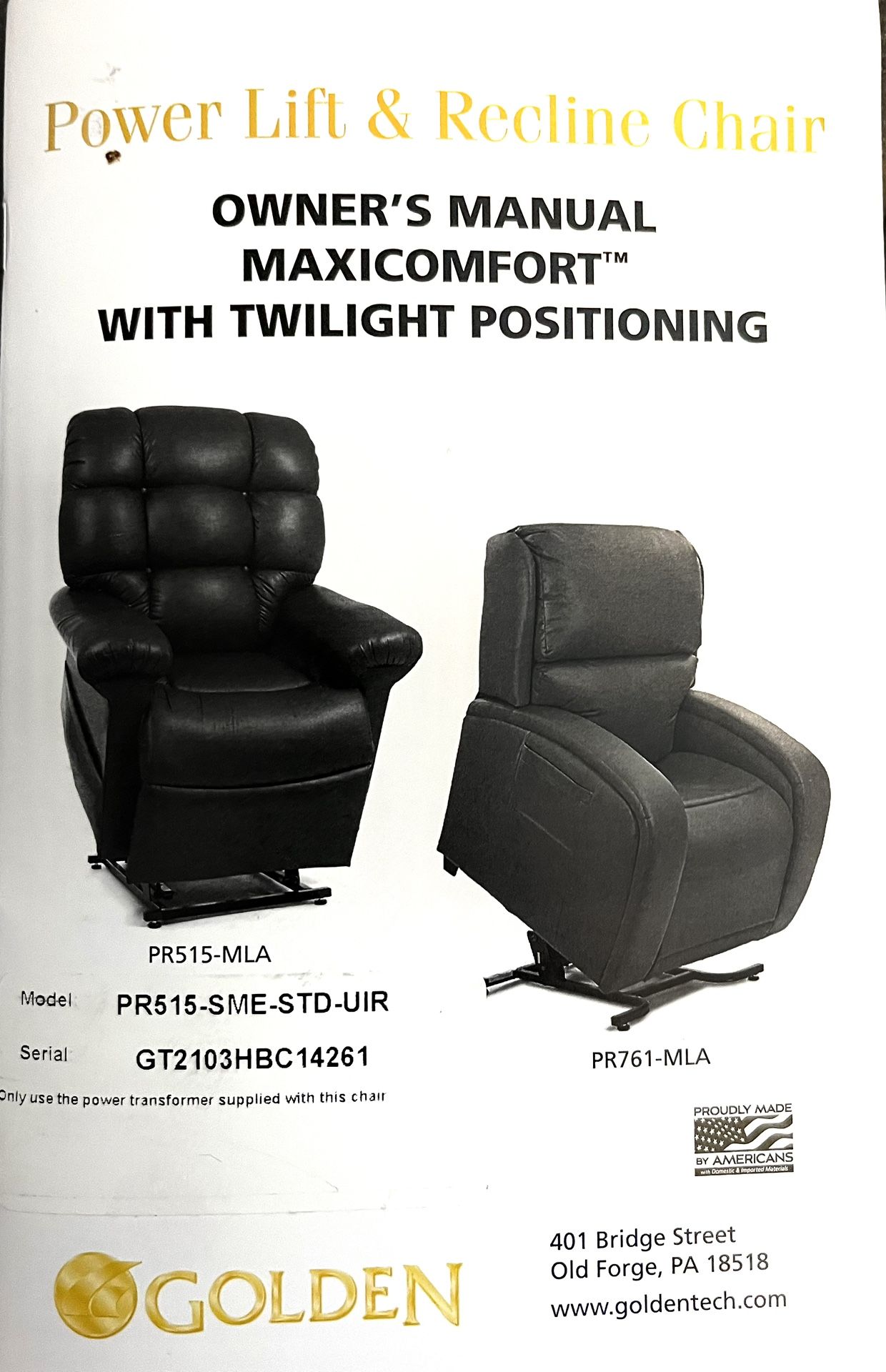 Power Lift & Recliner Chair For Sale $800.00