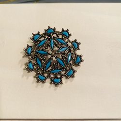 Vintage Blue Snowflake Brooch