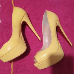 Yellow Platform Christian Louboutin Red Bottom Heels