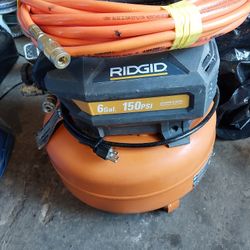 RIDGID 6 GALLON  150 PSI  and  50' Hose