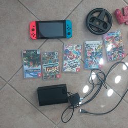 Nintendo Switch, with games, controllers