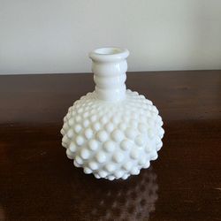 Milk glass hobnail bud vase by Fenton