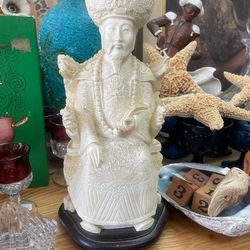 Vintage Asian Carved Resin Statue Emperor 