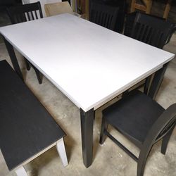 Dining Table  4 Chairs And 2 Seated Bench Freshly Painted