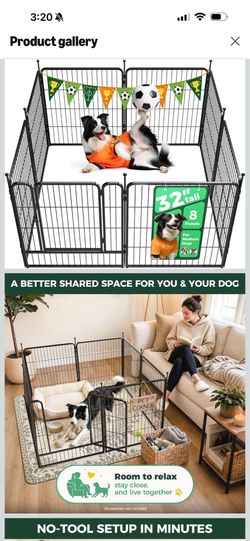 FXW Rollick Dog Playpen, Indoor, Yard & RV Camping, 32" H, 8 Panels