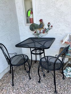 3 Pcs Table With Two Chairs Wrought Iron Metal Patio Years Balcony Garden Outdoor