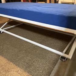 Twin Rolling Pop Up trundle Bed Frame w/ Mattress, fits under a daybed