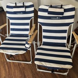 Two Foldable Backpack Beach Chairs