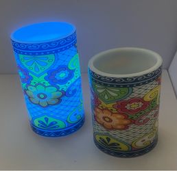 Floral Tile Flameless Candles Moroccan Boho Flowers