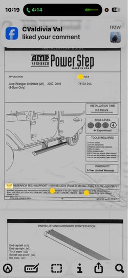 Amp power step rails for a jeep wrangler