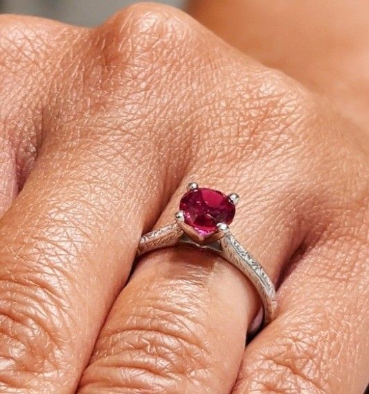 Vintage 14k White Gold Ruby Engagment Ring