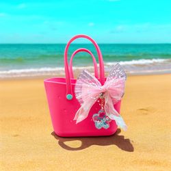 Mini Hot Pink Rubber Beach Bag Girls