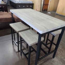 Grey Table With 4 Stools
