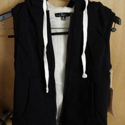 Fur line vest hoodie
