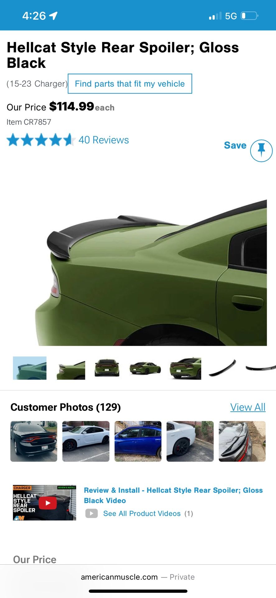 Hellcat Redeye Style Spoiler