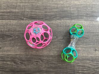 Oball Pink Rattle and Green Blue Shaker Toy