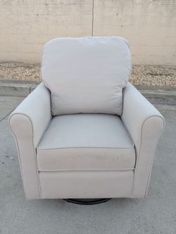Light Gray Upholstered Swivel Glider Chair