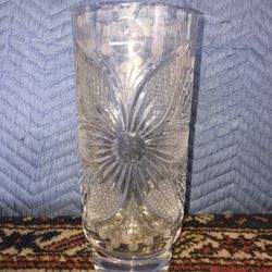 Vintage Crystal Vase Heavy Glass 