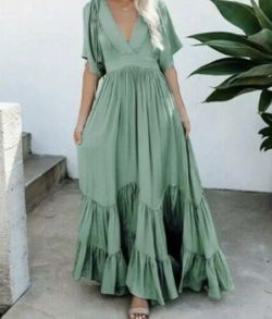 Army Green Maxi Dress Summer Beach Dress