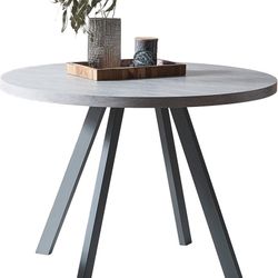 Round Dining Table, Mid Century Modern Small Round Dining Table 34.6 Inch, Leisure Coffee Table, Saving Space (Table)